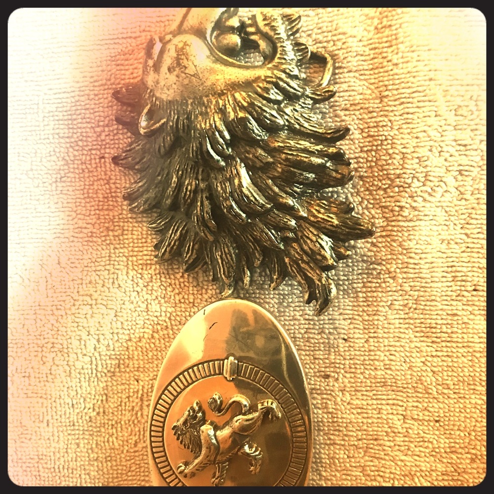 Vintage Metal Lion Belt Buckles